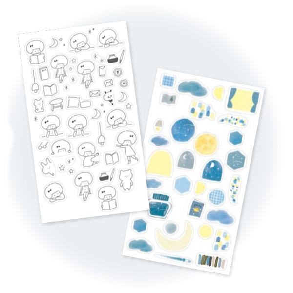 mizutama kokoro moyou Layered Decoration Sticker Sheet - Silence - Techo Treats