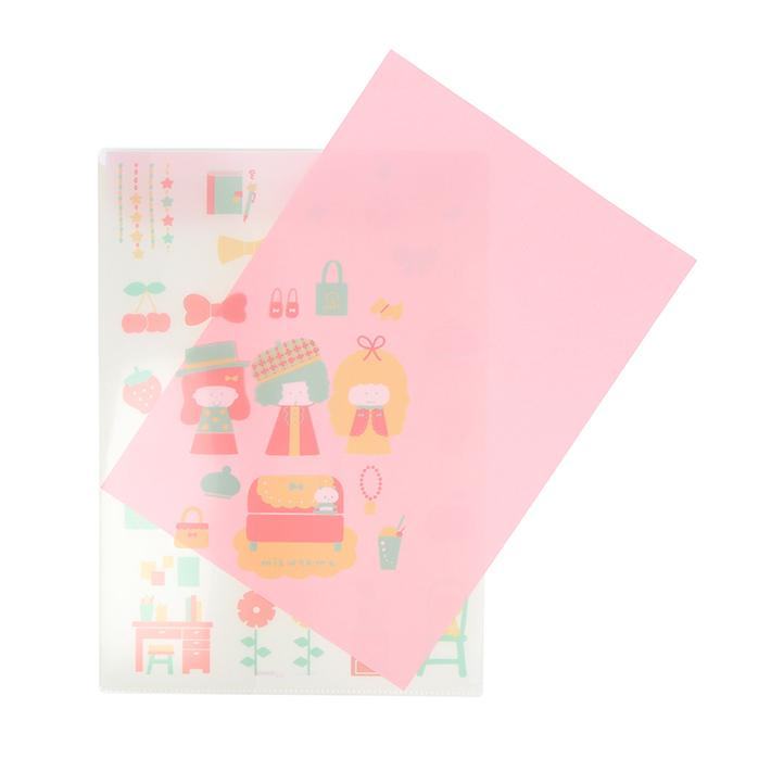 mizutama Vol.2 A4 Clear Folder with Envelope - Retro Pattern - Techo Treats