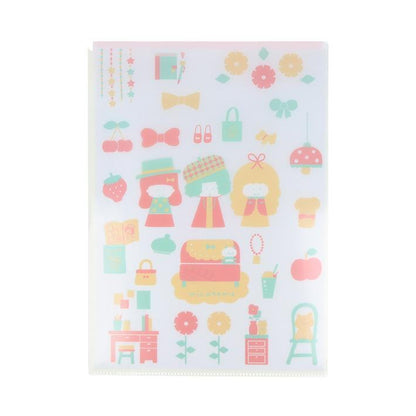 mizutama Vol.2 A4 Clear Folder with Envelope - Retro Pattern - Techo Treats