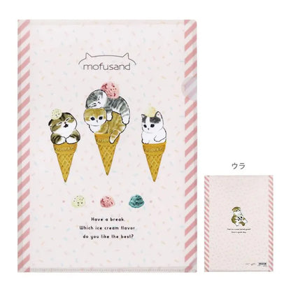 mofusand Vol.4 A4 Clear Folder 1P - Ice-cream - Techo Treats