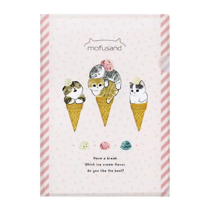 mofusand Vol.4 A4 Clear Folder 1P - Ice-cream - Techo Treats