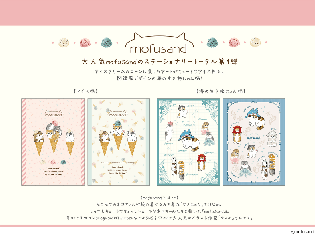 mofusand Vol.4 A4 Clear Folder 1P - Ice-cream - Techo Treats