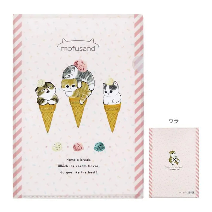 mofusand Vol.4 A4 Clear Folder - Ice-cream - Sun-Star Stationery - Default Title by Techo Treats Stationery