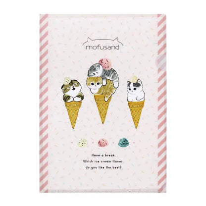 mofusand Vol.4 A4 Clear Folder - Ice-cream - Sun-Star Stationery - Default Title by Techo Treats Stationery