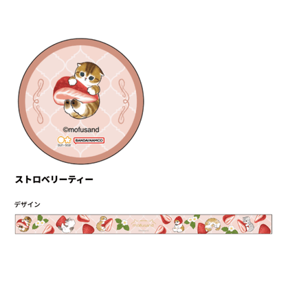 mofusand Vol.5 Clear Masking Tape - Strawberry Tea - Techo Treats