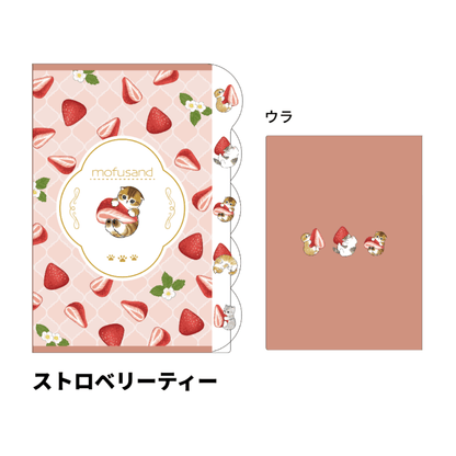 mofusand Vol.5 Die-cut 5-Pocket Clear Folder - Strawberry Tea - Sun-Star Stationery - Default Title by Techo Treats Stationery