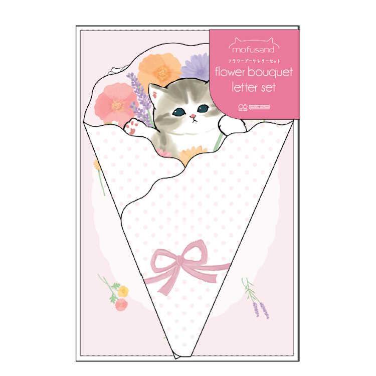 mofusand Vol.7 Die-cut Flower Bouquet Letter Set - Pink - Sun-Star Stationery - Default Title by Techo Treats Stationery