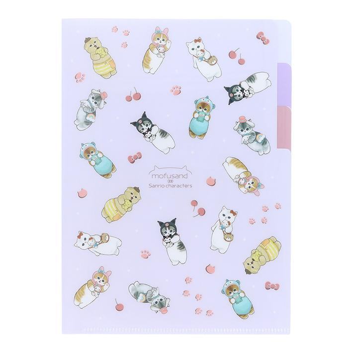 mofusand x Sanrio Characters A5 3-Pocket Clear Folder - Plush Toy - Sun-Star Stationery - Default Title by Techo Treats Stationery