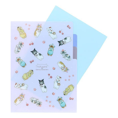 mofusand x Sanrio Characters A5 3-Pocket Clear Folder - Plush Toy - Sun-Star Stationery - Default Title by Techo Treats Stationery