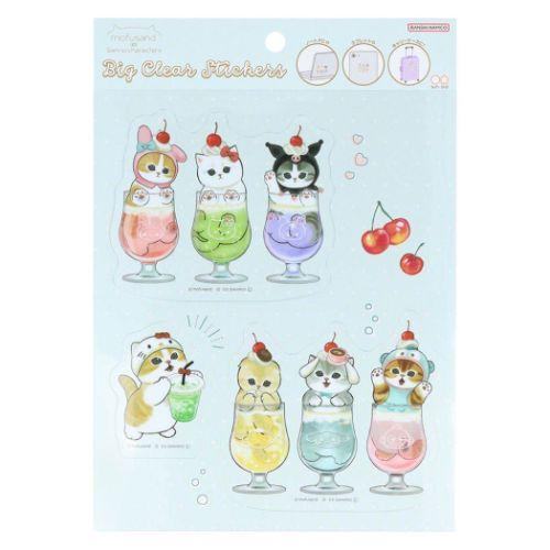 mofusand x Sanrio Characters Big Clear Sticker - Soda - Sun-Star Stationery - Default Title by Techo Treats Stationery