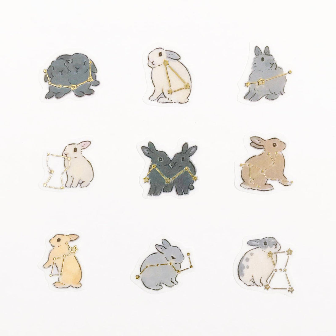 Moriyama Schinako Flake Stickers - Constellation and Rabbit - Techo Treats