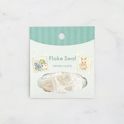 Moriyama Schinako Flake Stickers - Rabbit and Flower Stamp - Techo Treats