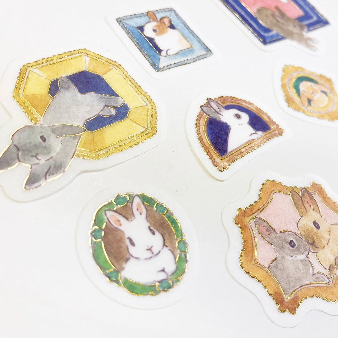 Moriyama Schinako Flake Stickers - Rabbit in Frames - Techo Treats