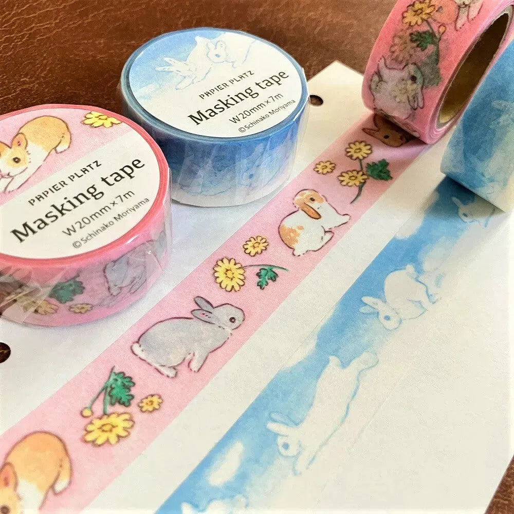 Moriyama Schinako Masking Tape - Rabbit and Chrysanthemum - Techo Treats