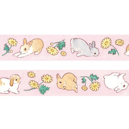 Moriyama Schinako Masking Tape - Rabbit and Chrysanthemum - Techo Treats