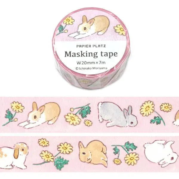 Moriyama Schinako Masking Tape - Rabbit and Chrysanthemum - Techo Treats