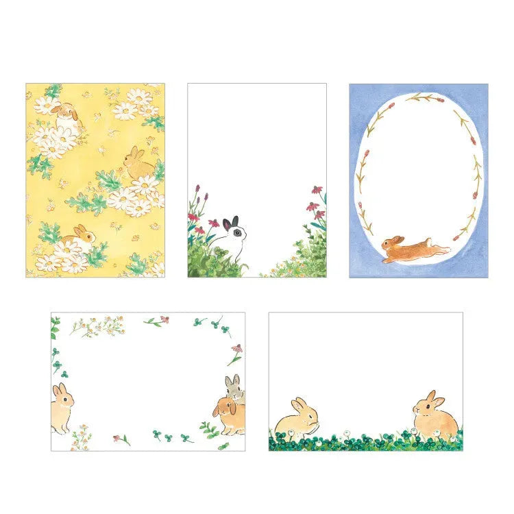 Moriyama Schinako Otegaru Simple Memo - Herbs, Flowers and Rabbits - Techo Treats