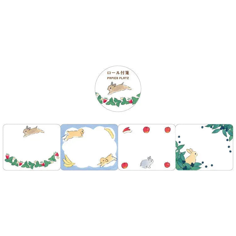Moriyama Schinako Roll Sticky Notes - Rabbit and Fruit - Techo Treats