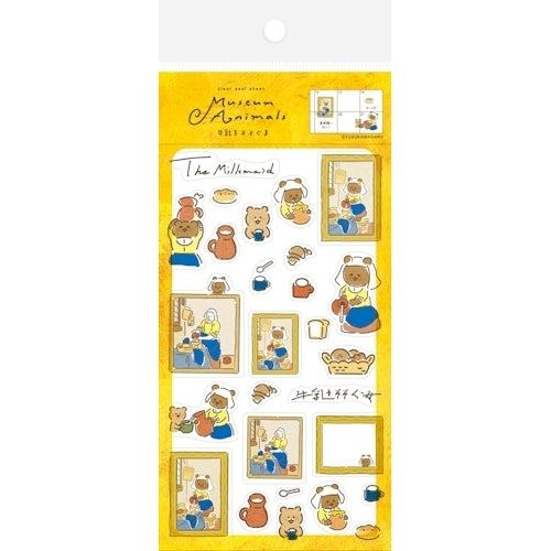 Museum Animals Clear Sticker Sheet - The Milkmaid Bear - Techo Treats