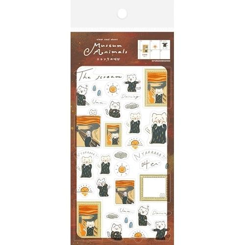 Museum Animals Clear Sticker Sheet - The Scream of Cat - Furukawa Shiko - Default Title by Techo Treats Stationery