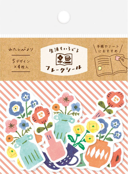 My Series Washi Flake Stickers - Flowers - Furukawa Shiko - Default Title by Techo Treats Stationery