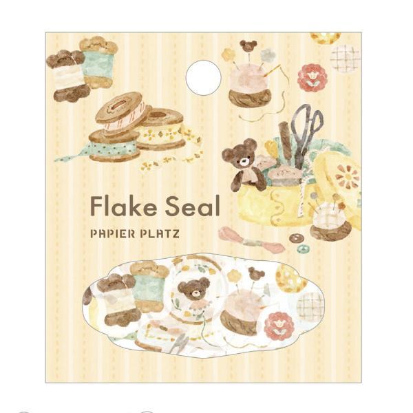 Nakauchi Waka Flake Seal - Bear and Sewing - Papier Platz - Default Title by Techo Treats Stationery