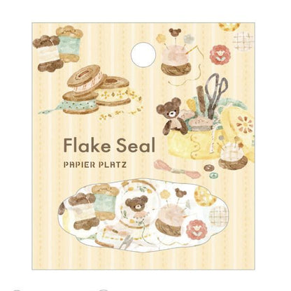Nakauchi Waka Flake Seal - Bear and Sewing - Papier Platz - Default Title by Techo Treats Stationery