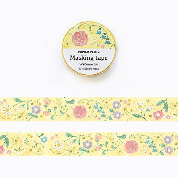 Nakauchi Waka Masking Tape with Gold Foil - Bright Flower - Techo Treats