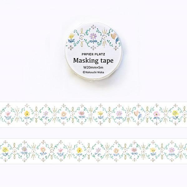 Nakauchi Waka Masking Tape with Gold Foil - Flowers Bloom - Techo Treats