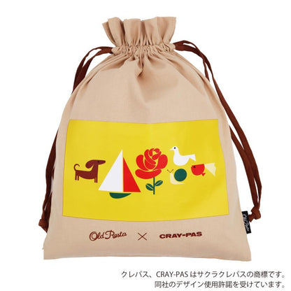 Old Resta Color Cotton Pouch (Size L) - Sakura (Cray-pas Pattern) - Komamono Lab - Default Title by Techo Treats Stationery