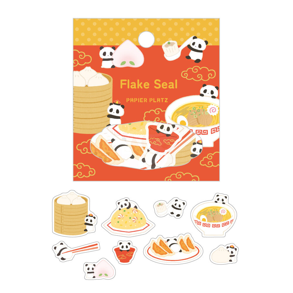 Papier Flake Seal - Panda and Chinese Food - Techo Treats