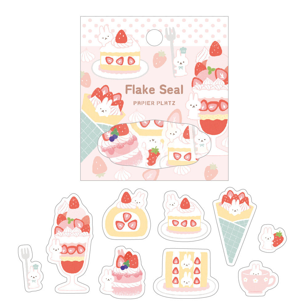 Papier Flake Seal - Rabbit and Strawberry Dessert - Papier Platz - Default Title by Techo Treats Stationery