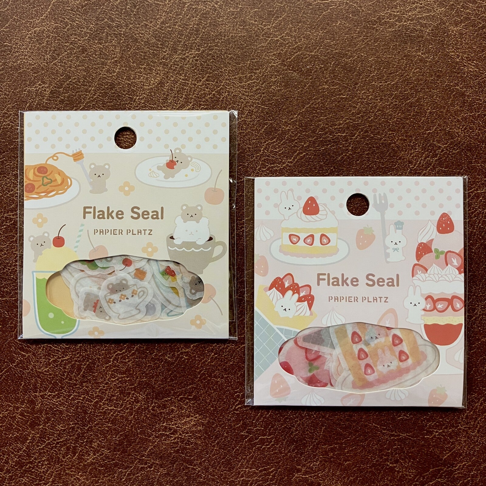 Papier Flake Seal - Rabbit and Strawberry Dessert - Techo Treats