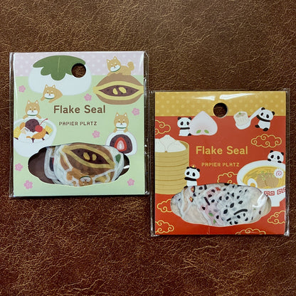 Papier Flake Seal - Shiba Inu and Japanese Sweets - Techo Treats