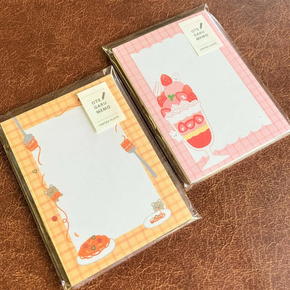 Papier Otegaru Simple Memo - Rabbit and Strawberry Dessert - Techo Treats