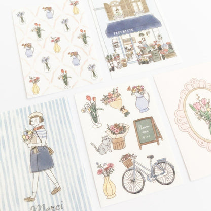 Paris Street Walking Deco Seal - Flower Shop - Furukawa Shiko - Default Title by Techo Treats Stationery