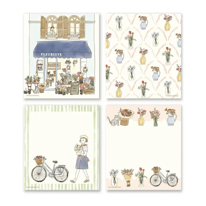 Paris Street Walking Memo Pad - Flower Shop - Furukawa Shiko - Default Title by Techo Treats Stationery