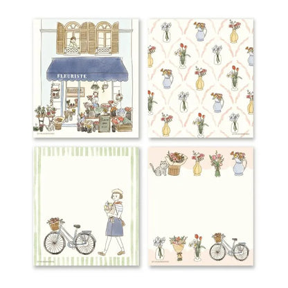 Paris Street Walking Memo Pad - Flower Shop - Techo Treats