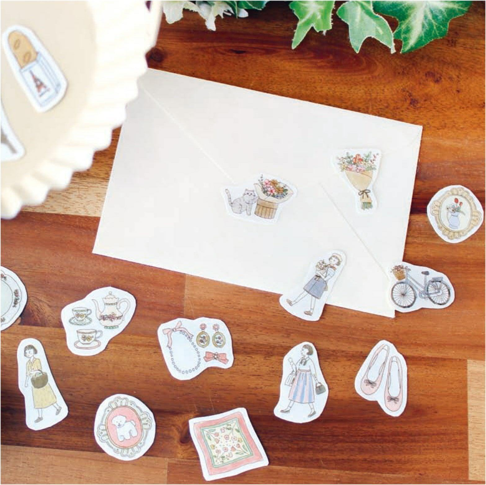 Paris Street Walking Washi Flake Seal - Antique - Furukawa Shiko - Default Title by Techo Treats Stationery