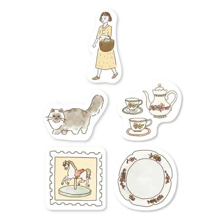 Paris Street Walking Washi Flake Seal - Antique - Furukawa Shiko - Default Title by Techo Treats Stationery