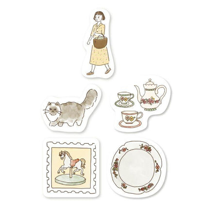 Paris Street Walking Washi Flake Seal - Antique - Furukawa Shiko - Default Title by Techo Treats Stationery