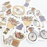 Paris Street Walking Washi Flake Seal - Flower Shop - Furukawa Shiko - Default Title by Techo Treats Stationery