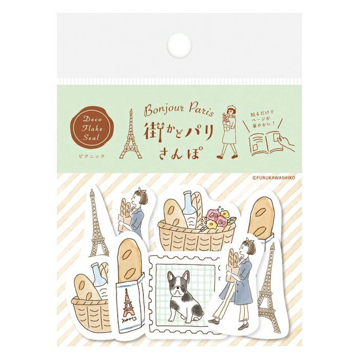 Paris Street Walking Washi Flake Seal - Picnic - Techo Treats