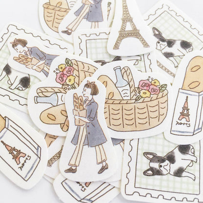 Paris Street Walking Washi Flake Seal - Picnic - Techo Treats