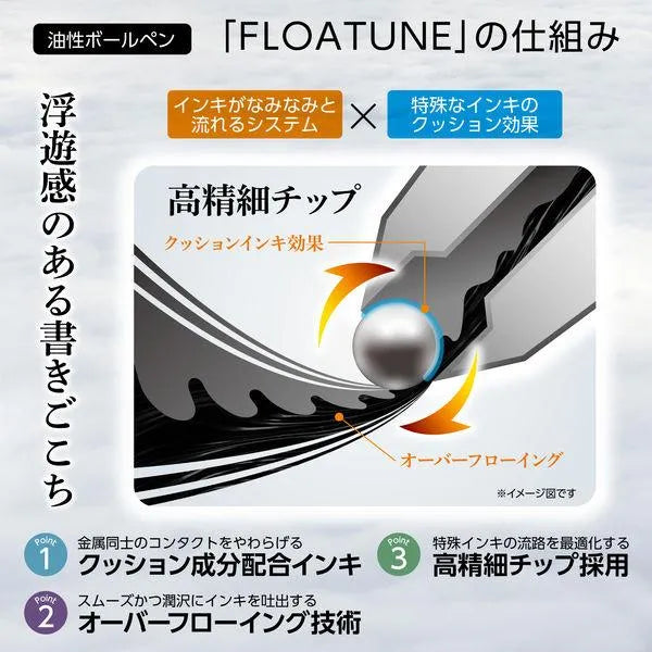 Pentel FLOATUNE Oil-based Ballpoint Pen 0.3mm (3 colors) - Black (0.3mm) by Techo Treats Stationery