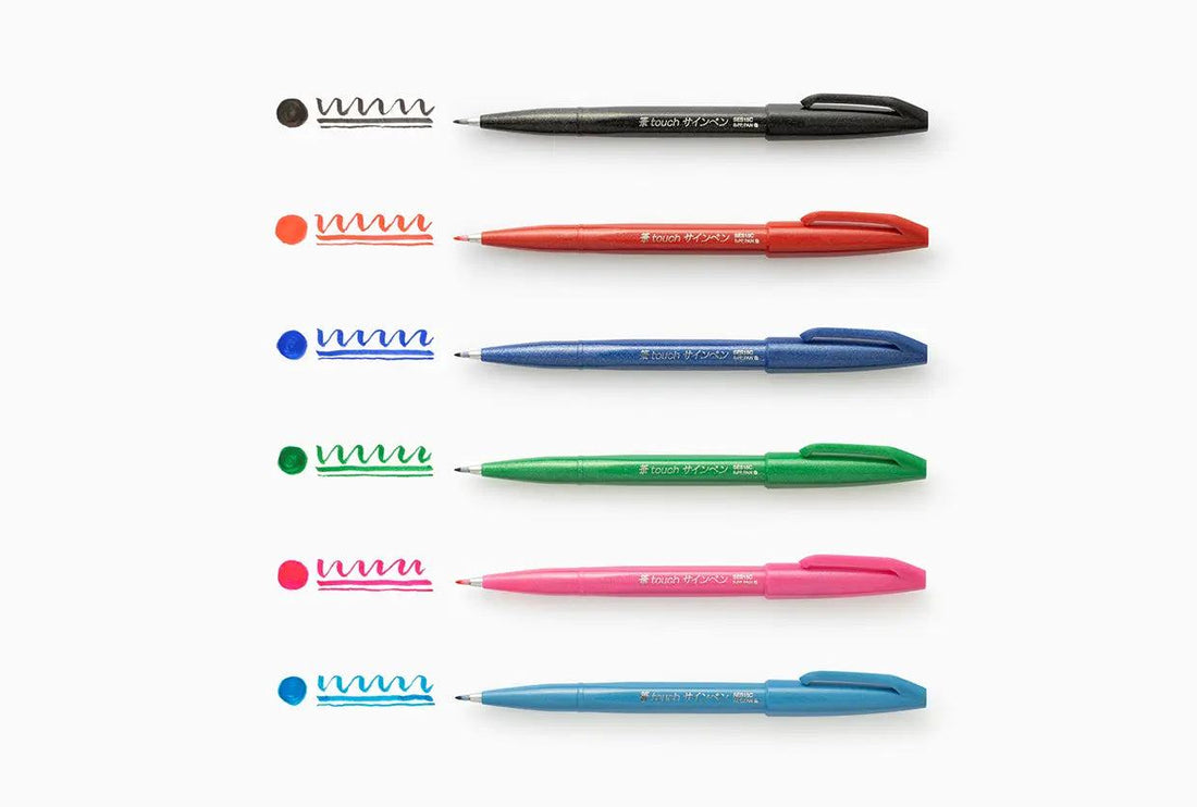 Pentel Fude Touch Brush Sign Pen - Series 1 (18 colors) - Black by Techo Treats Stationery