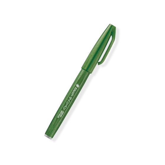 Pentel Fude Touch Brush Sign Pen - Series 1 (18 colors) - Olive Green by Techo Treats Stationery