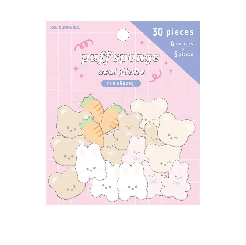 Puff Sponge Seal Flake - Bear and Rabbit - KAMIO JAPAN - Default Title by Techo Treats Stationery