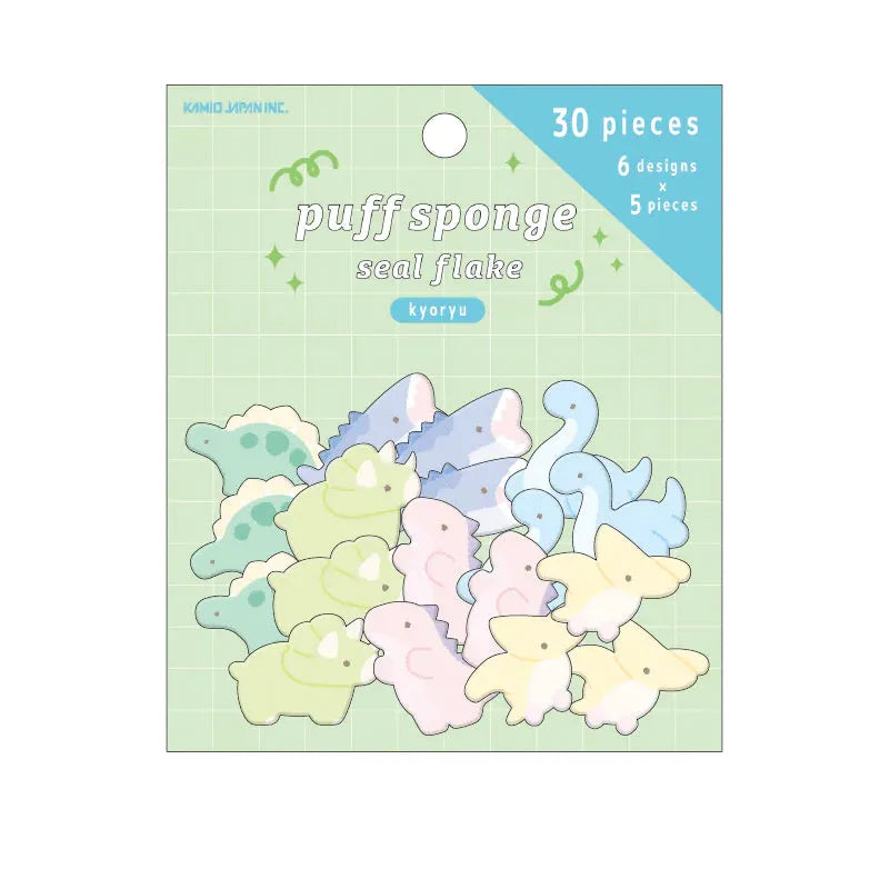 Puff Sponge Seal Flake - Dinosaurs - KAMIO JAPAN - Default Title by Techo Treats Stationery