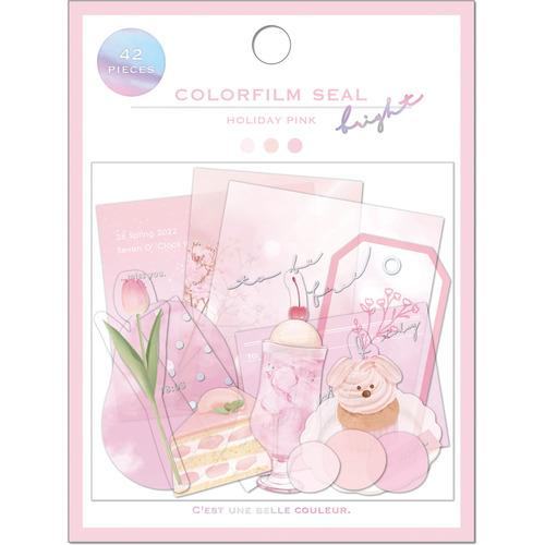 Q-LiA Colorfilm Seal Bright Flake Stickers - Holiday Pink - Default Title by Techo Treats Stationery